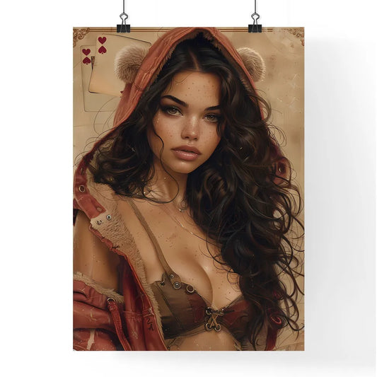 Vibrant Art Deco Portrait of a Brunette Wear Poster