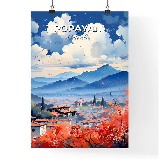 Popayan Skyline Painting - Landscape Town City Red Roofs Mountains Art Urban Default Title
