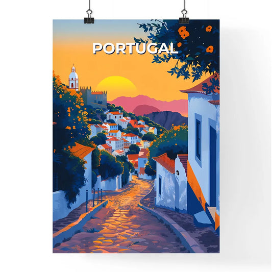 Portugal, Europe - Art Painting of Street, Buildings, Trees, Vibrant Colors, Cityscape Poster