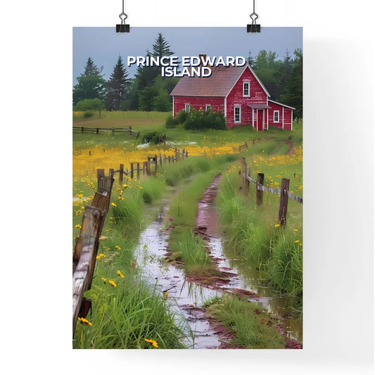 Prince Edward Island Canada Red Field Yellow Flowers Painting Art Poster