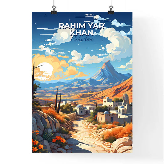 Vibrant Artistic Landscape Painting of Rahim Yar Khan Pakistan Skyline Road Mountains Default Title