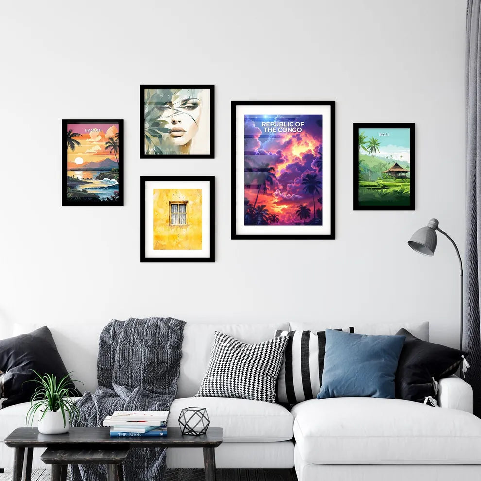 Colorful Clouds and Palm Trees Painting from Wall Art