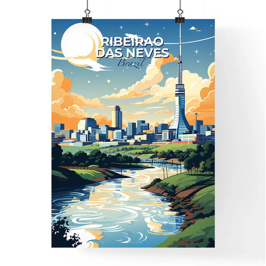 Vibrant Cityscape: Ribeirao das Neves Brazil Skyline River Art Painting Default Title