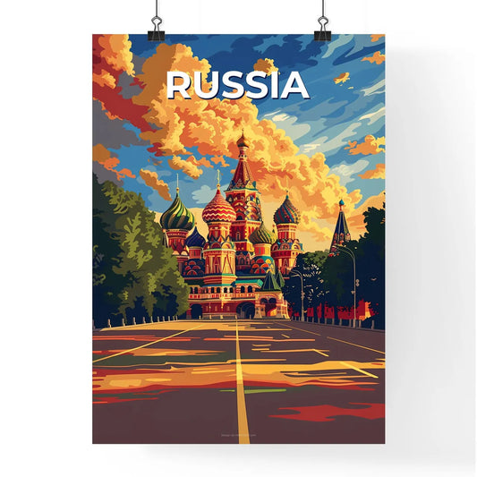 Colorful European Building with Road and Trees, Vibrant Artistic Painting Poster