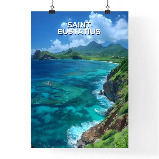 Vibrant Artistic Painting of Rocky Shore wit Poster