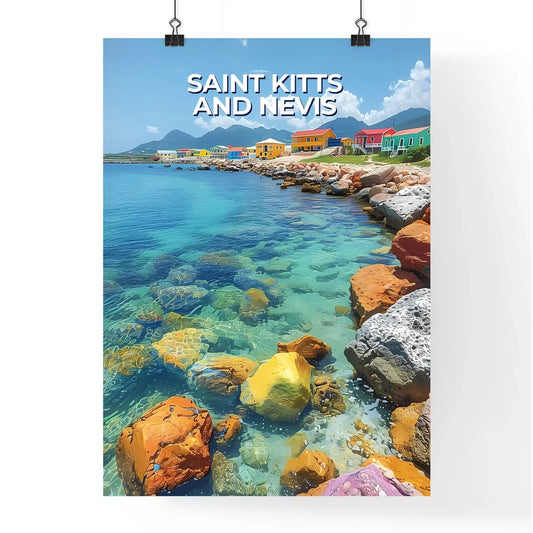 Colorful Houses on Rocky Caribbean Shore | A Poster