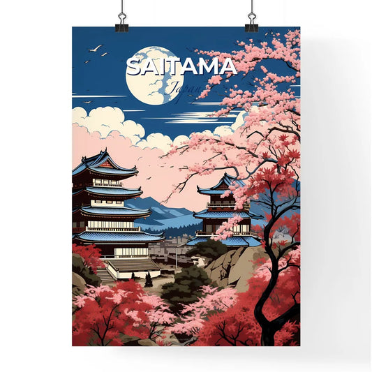 Japanese City Skyline Oil Painting Cherry Blossom Pagoda Skyscrapers Default Title