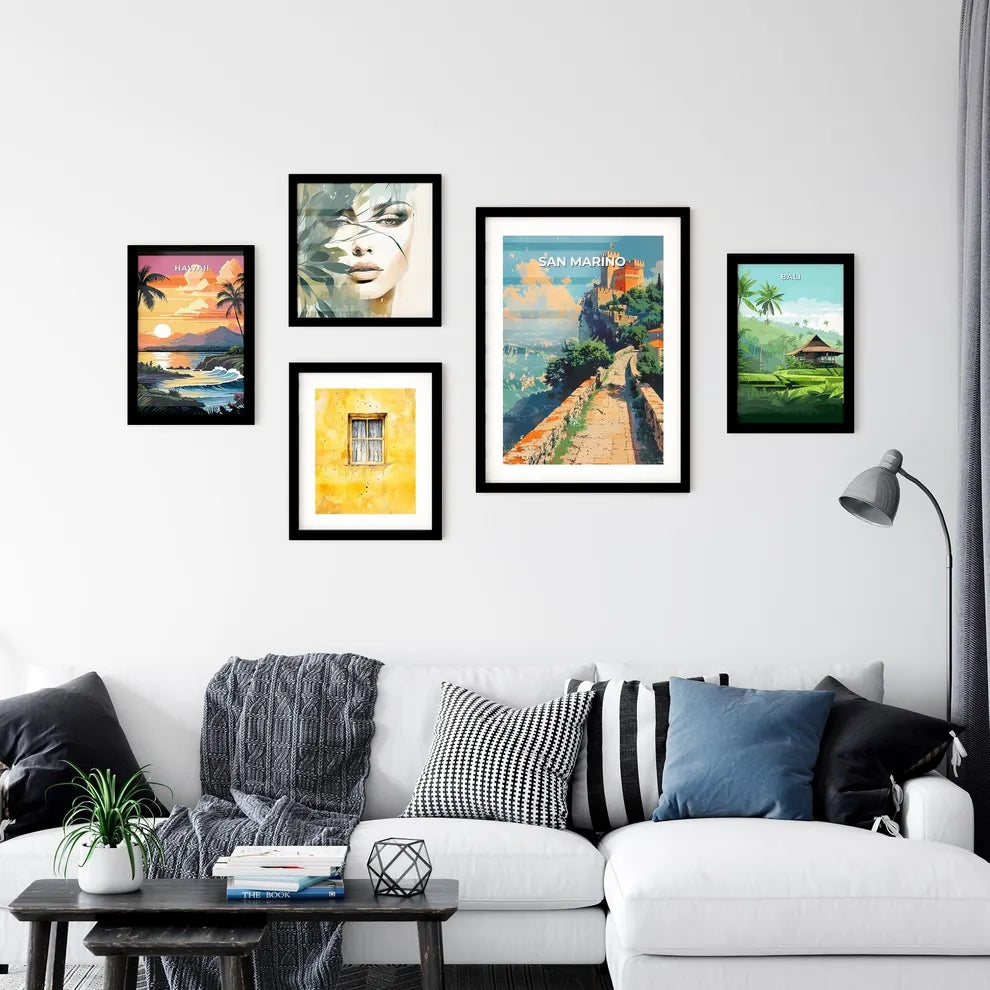 Majestic Castle on Clifftop, San Marino, Europe - Vibrant Artistic Depiction Interior Design