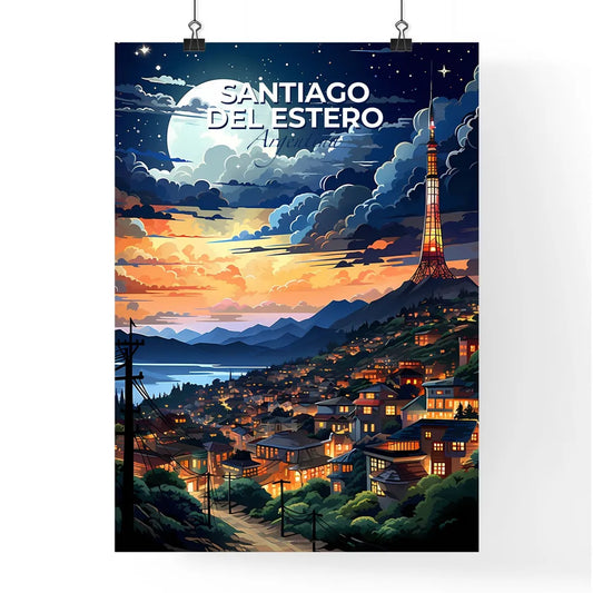 Cityscape with Tower, Architecture, Santiago del Estero, Argentina, Painting, Vibrant Colors, Art, Travel, South America Default Title