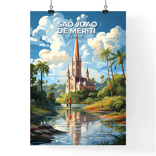 Sao Joao de Meriti Cityscape Painting - Vibrant Artwork of Church by Riverfront Default Title