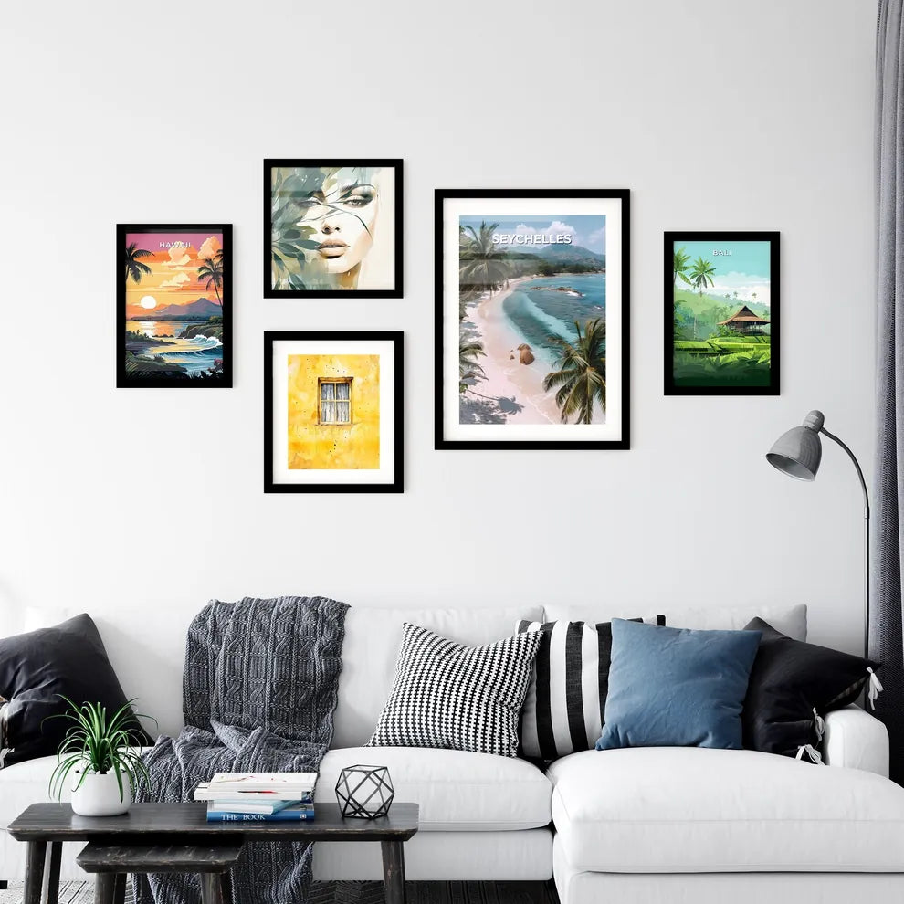 Colorful Seychelles Beach Painting Wall Art