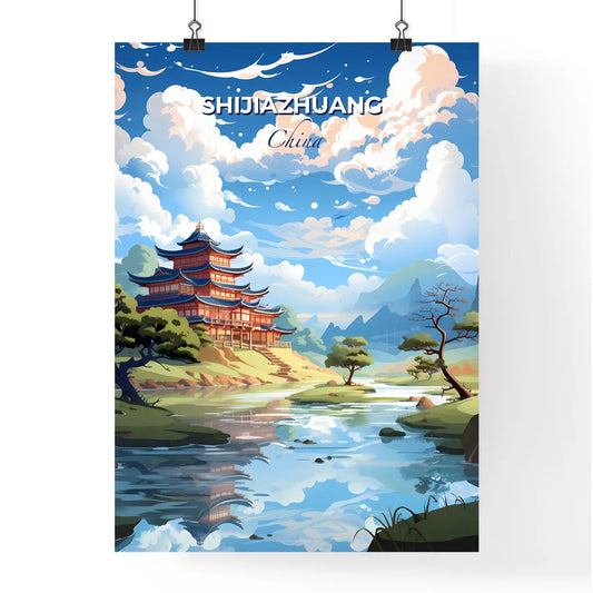 Vibrant Art Painting of Shijiazhuang City Skyline with Building near River Default Title