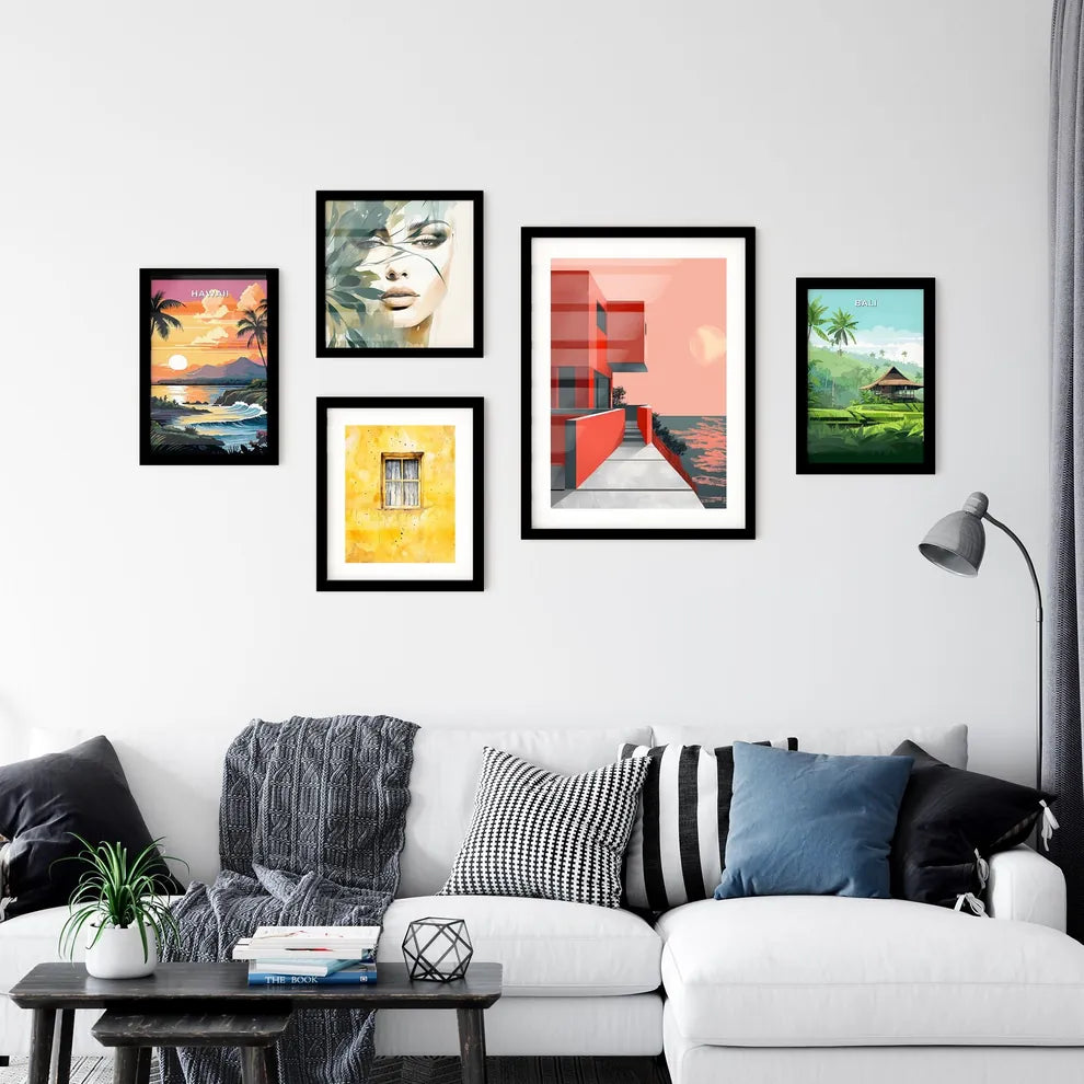 Minimalist Brutalism Art: Red Building Under Sun Interior Design