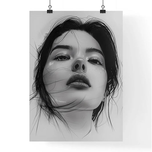 Expressive Female Portrait in Charcoal on Ro Poster