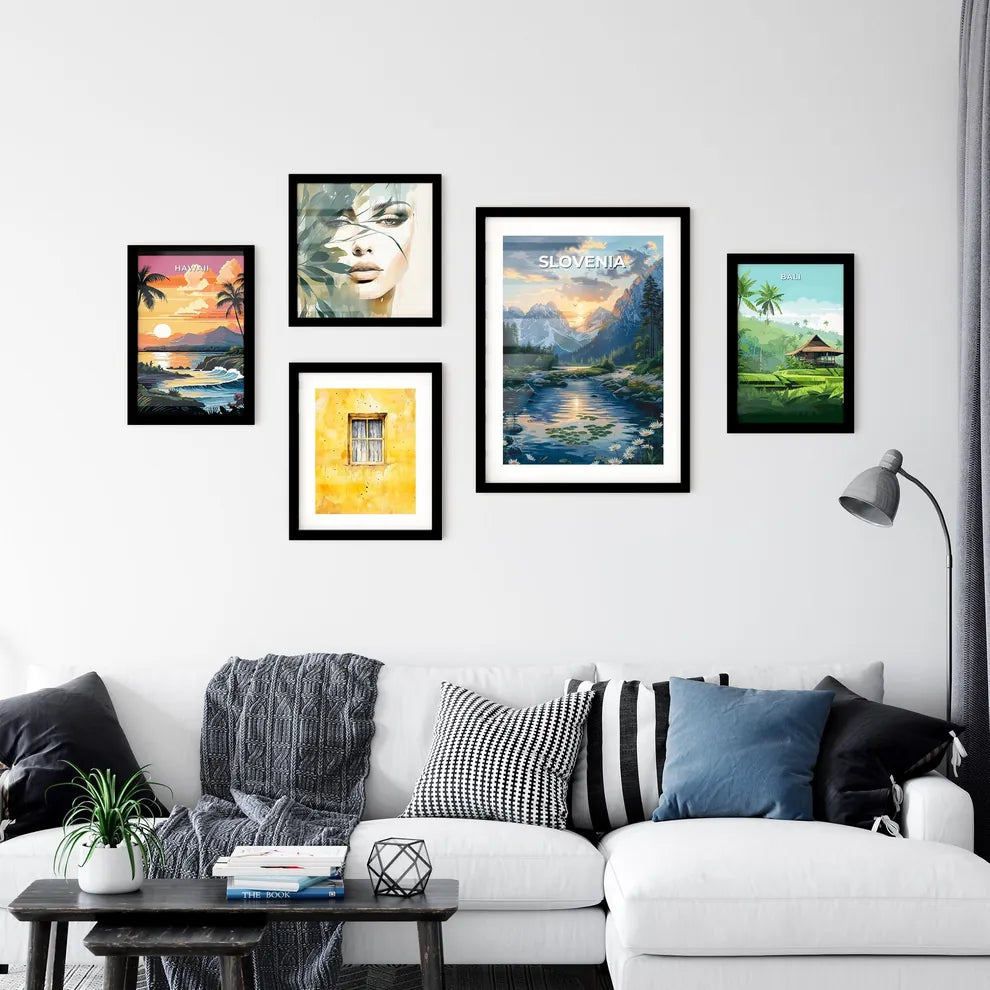 Artistic River Landscape Painting Wall Art