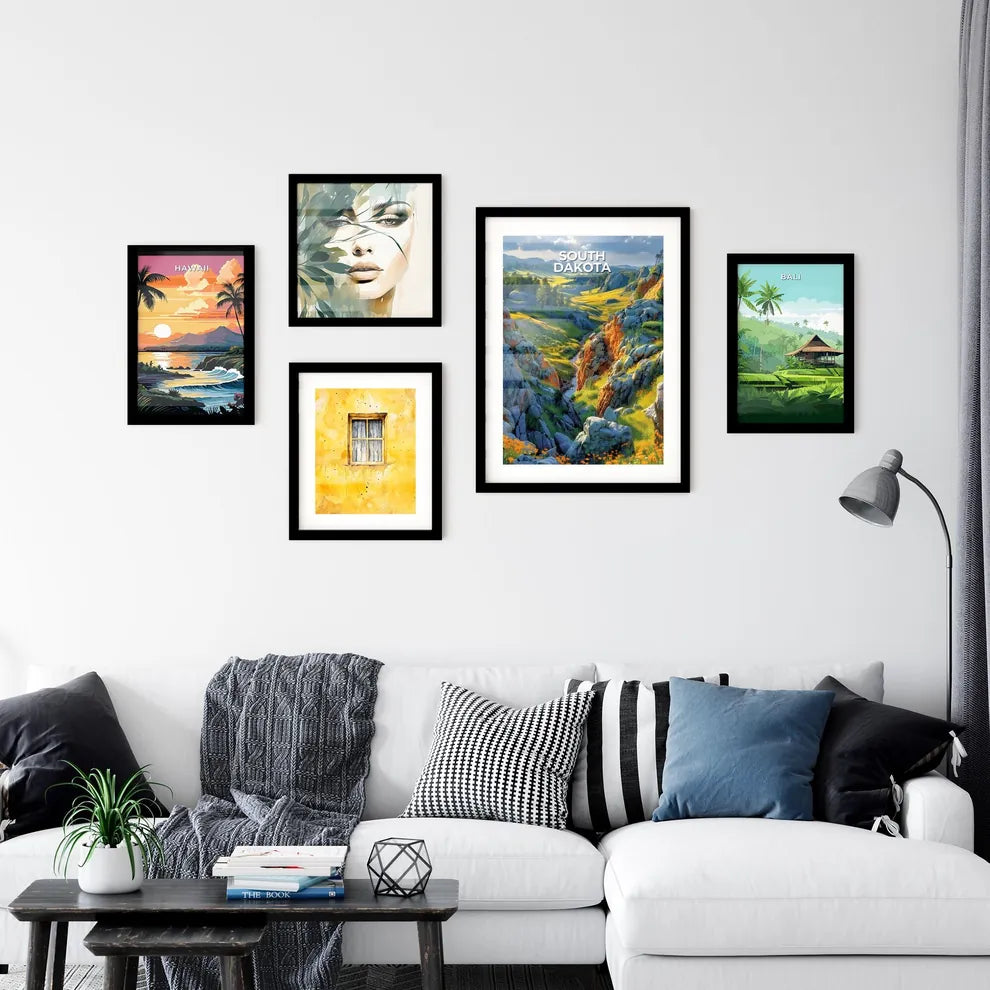 Vibrant Digital Painting of Rocky Hills Wall Art