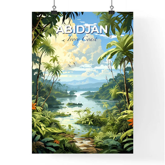 Vibrant Artistic Painting of Abidjan Ivory Coast River Skyline Featuring Lush Greenery Default Title