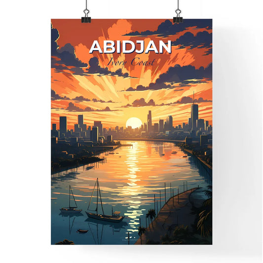Colorful Sunset Over City Skyline in Abidjan Ivory Coast Painting Default Title