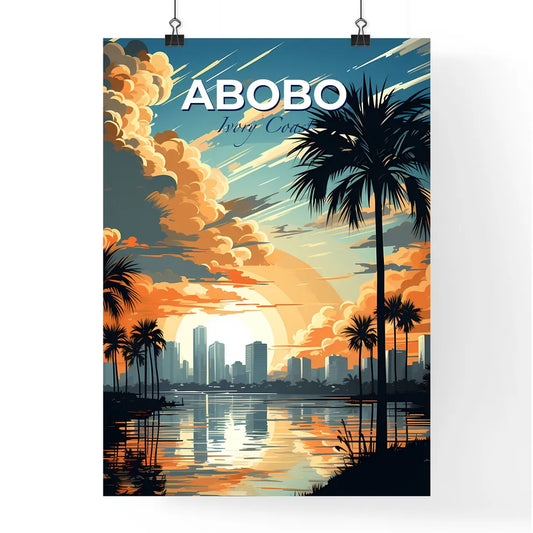 Vibrant Sunset Cityscape Painting: Ivory Coast Skyline at Dusk Default Title