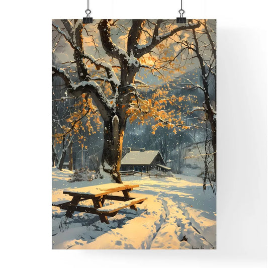 Snowy Picnic in Winter Sunlight Poster