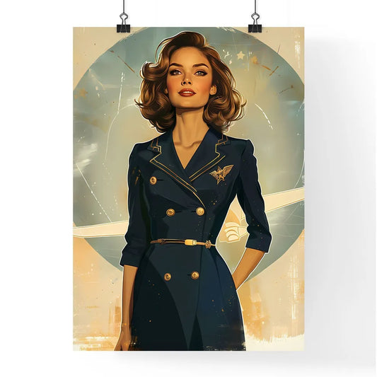 Art Deco Woman in Blue Dress Vintage Paintin Poster