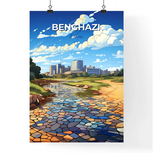 Vibrant Painting of Benghazi Libya Skyline with River Depicting City's Artistic Heritage Default Title