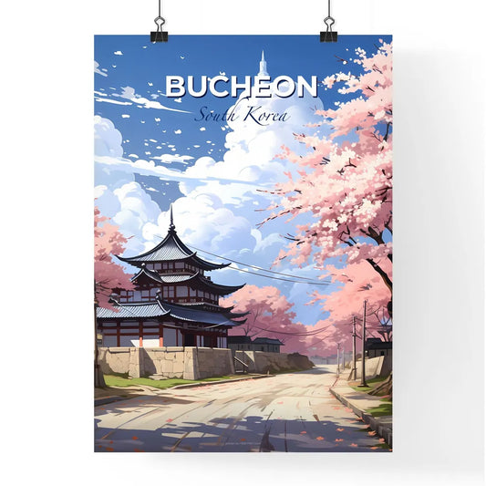 Bucheon South Korea Skyline Road Building Trees Vibrant Painting Art Digital Drawing Asia City Urban Landscape Default Title