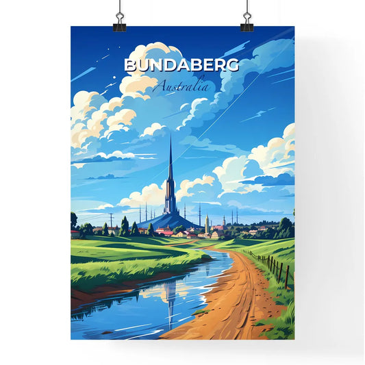 Vibrant Bundaberg Skyline Painting - Artistic River Landscape with Tower Default Title
