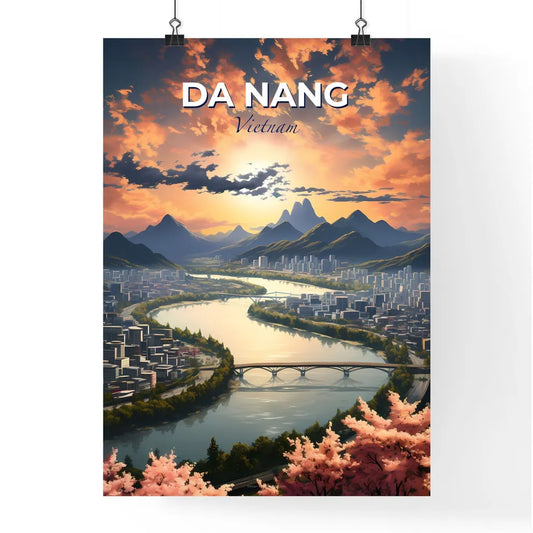 Vibrant Painting Skyline Da Nang Vietnam Cityscape River Art Default Title