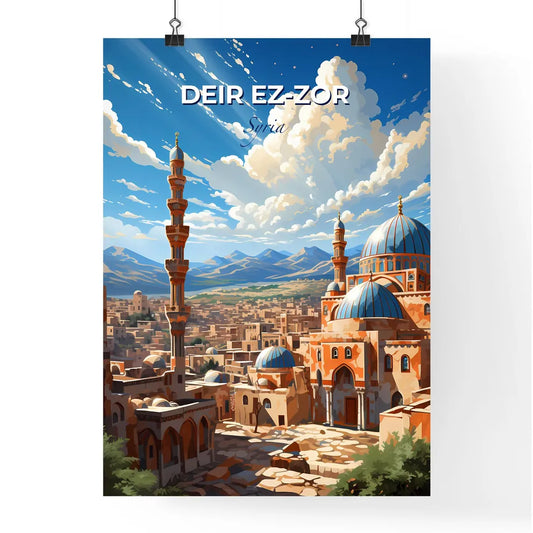 Deir ez-Zor Cityscape Painting Syria Skyline Blue Dome Architecture Art Default Title