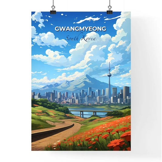 Gwangmyeong South Korea Skyline Vibrant City Landscape River Mountain Art Photography Default Title