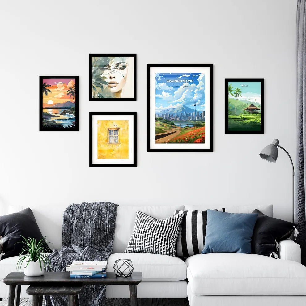 Gwangmyeong South Korea Skyline Vibrant City Landscape River Mountain Art Photography Default Title