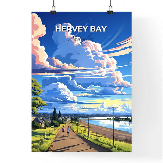 Panoramic Australian Hervey Bay Sky Blue Waterscape Painting Walking People Default Title