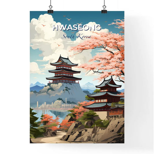 Hwaseong South Korea Skyline Artistic Pagoda Lake Painting Canvas Wall Art Default Title