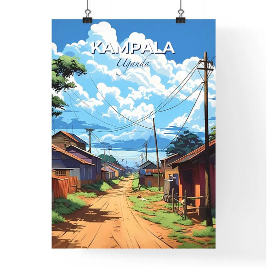 Kampala Uganda Skyline - Street with Houses and Overhead Wires Expressive Figurative Oil Painting Default Title