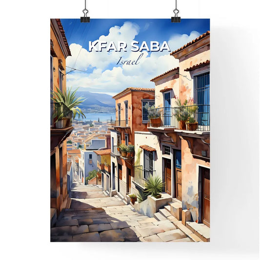 Modern Artwork of Kfar Saba Israel Skyline - Street Scene with Buildings and City in Background Default Title