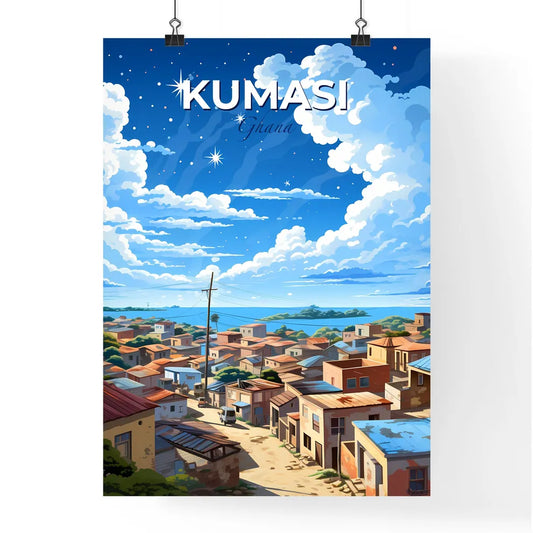 City Painting: Vibrant Kumasi Ghana Skyline with Buildings and Dramatic Clouds Default Title
