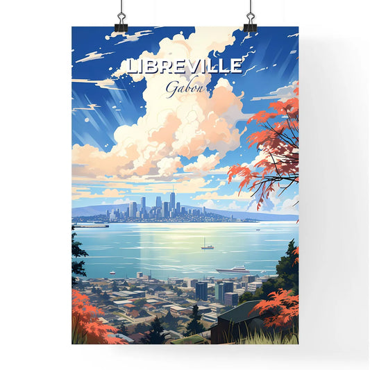 Vibrant Libreville Cityscape Painting by the Ocean Default Title