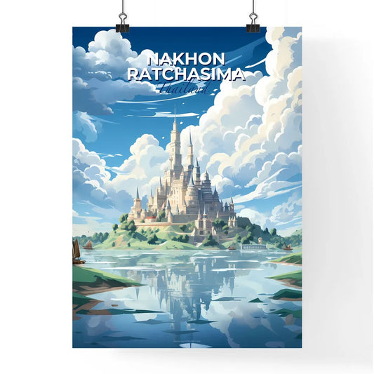 Vibrant Nakhon Ratchasima Thailand Skyline Art Painting with Castle, Water, and Boats Default Title