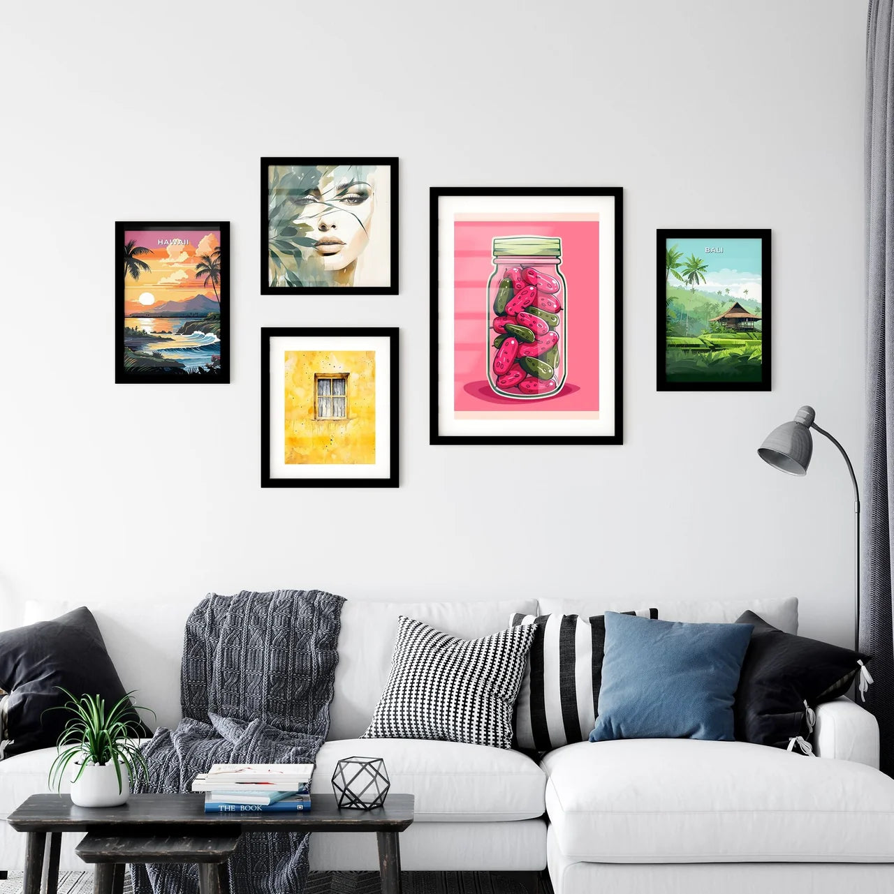 Vibrant Painting of Pink Pickles in Glass Ja Wall Art