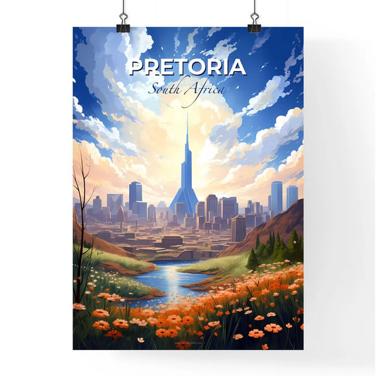 Vibrant City Skyline Landscape with Flowers Art Default Title