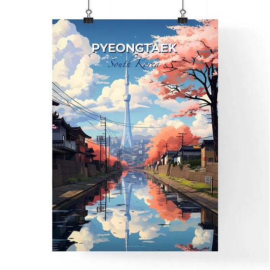 South Korea Urban Art Pyeongtaek Skyline with Canal and Tower Default Title