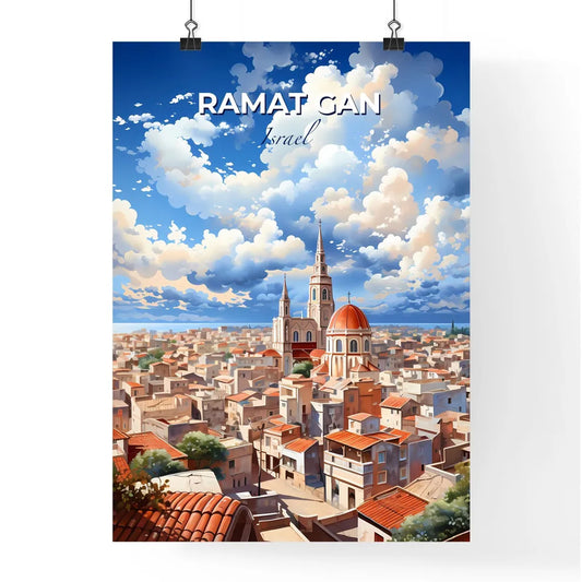 City Skyline Painting: Ramat Gan Israel Church Scene Vibrant Art Default Title