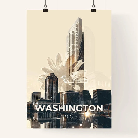 City Beauty, Art Design, Double Exposure - A city with a reflection of a flower Poster