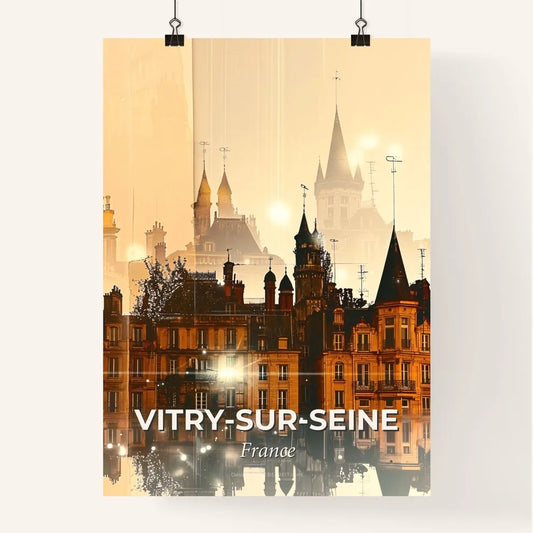 Vitry-sur-Seine Double Exposure City Skyline Art - A city with many buildings Poster