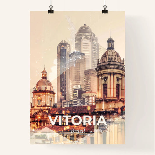 Vitoria Double Exposure Skyline Poster Art - A building with a dome roof and a city skyline Poster