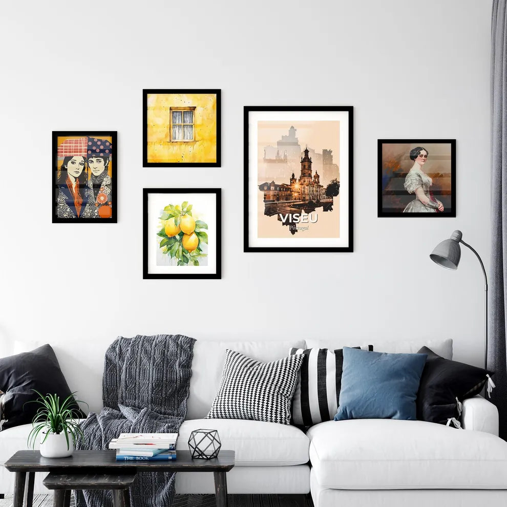 Viseu Skyline Canvas Wall Art - A city with a building and a street Interior Design