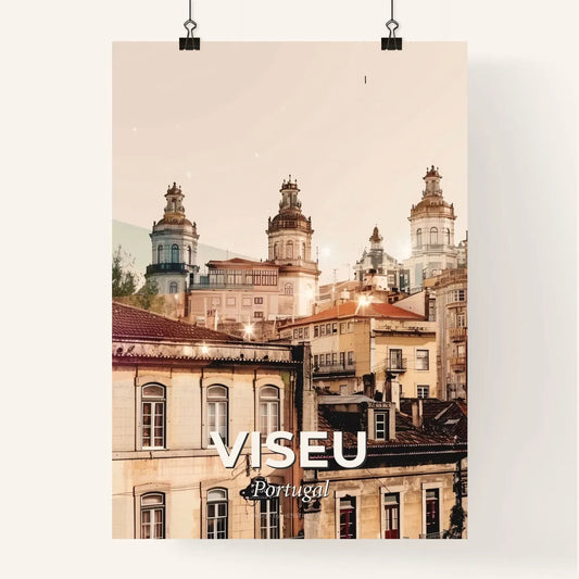 Viseu Skyline Double Exposure Cityscape Art - A group of buildings with towers Poster