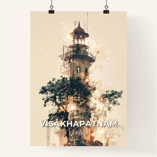 Visakhapatnam Skyline Double Exposure Art - A tower with a tree Poster