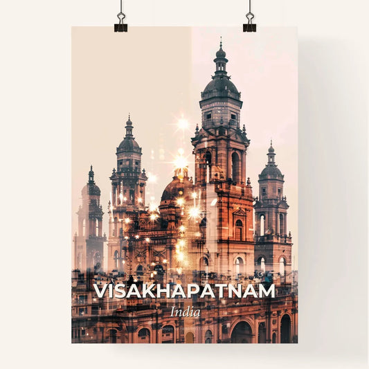 Visakhapatnam India Skyline Art Poster - A large building with towers and a city in the background Poster